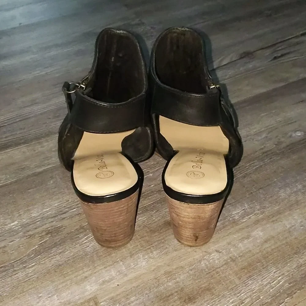 Bella-Vita black peektoe leather heeled shoes